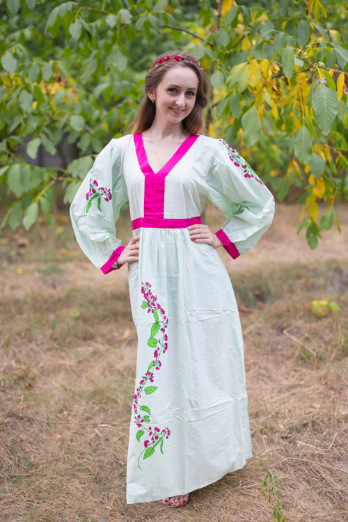 Mint My Peasant Dress Style Caftan in Climbing Vines Pattern