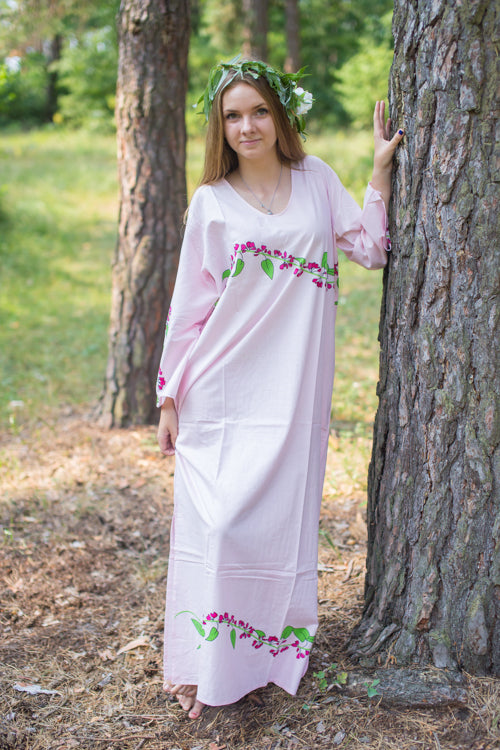 Pink The Unwind Style Caftan in Climbing Vines Pattern|Pink The Unwind Style Caftan in Climbing Vines Pattern|Climbing Vines