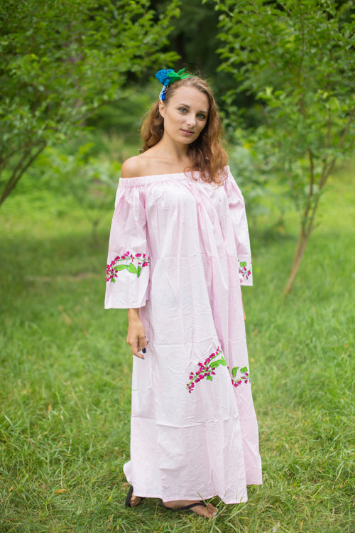 Pink Serene Strapless Style Caftan in Climbing Vines Pattern
