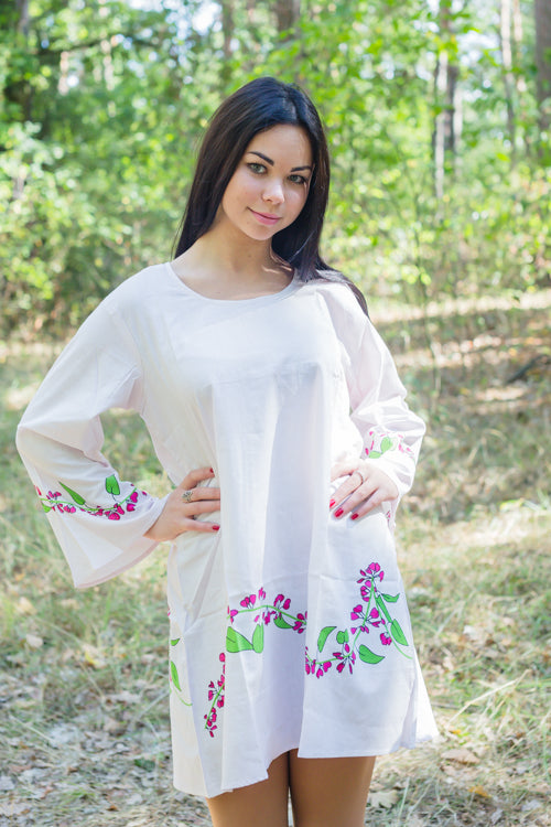 Pink Bella Tunic Style Caftan in Climbing Vines Pattern