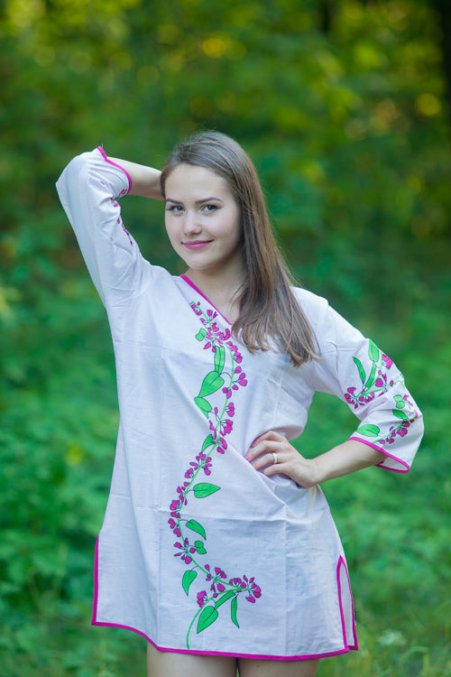 Pink Sun and Sand Style Caftan in Climbing Vines Pattern