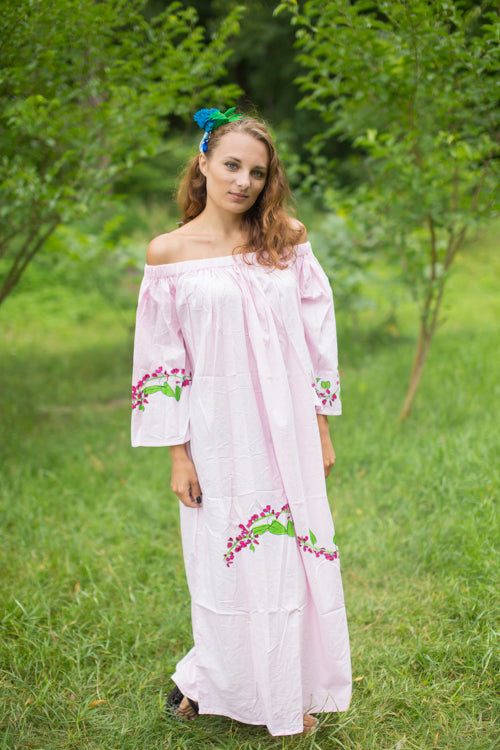 Pink Serene Strapless Style Caftan in Climbing Vines Pattern|Pink Serene Strapless Style Caftan in Climbing Vines Pattern|Climbing Vines
