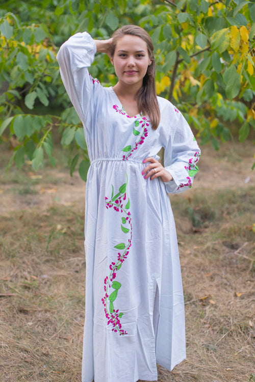 White Shape Me Pretty Style Caftan in Climbing Vines Pattern