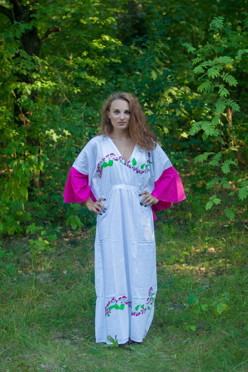 White Ballerina Style Caftan in Climbing Vines