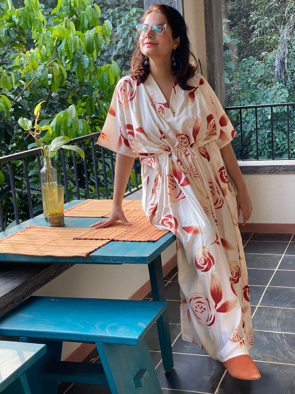 A rumor among fairies V-Neck, Cinched Waist Ankle Length Kaftan