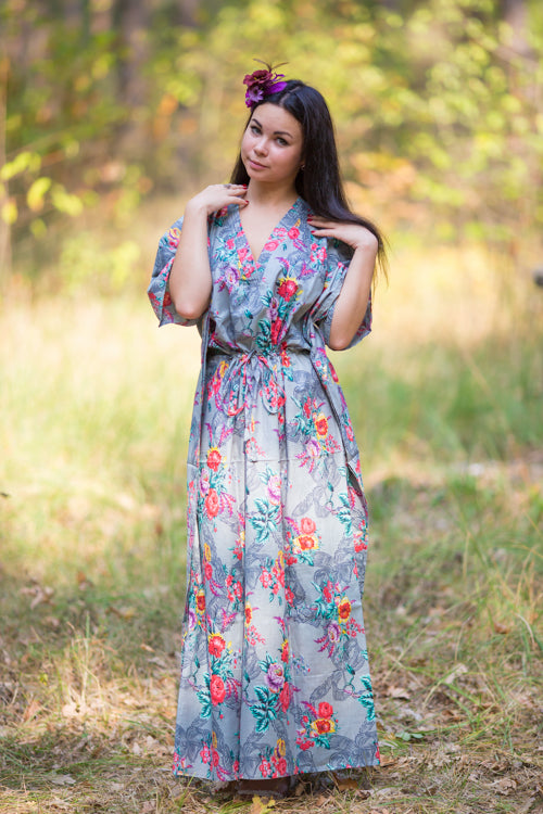 Gray The Drop-Waist Style Caftan in Cute Bows Pattern