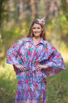 Lilac Oriental Delight Style Caftan in Cute Bows Pattern