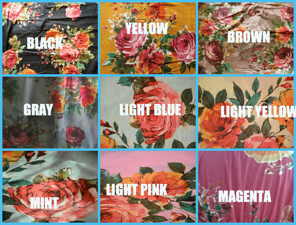 Mismatched Large Floral Blossom Patterned Bridesmaids Robes in Jewel Tones