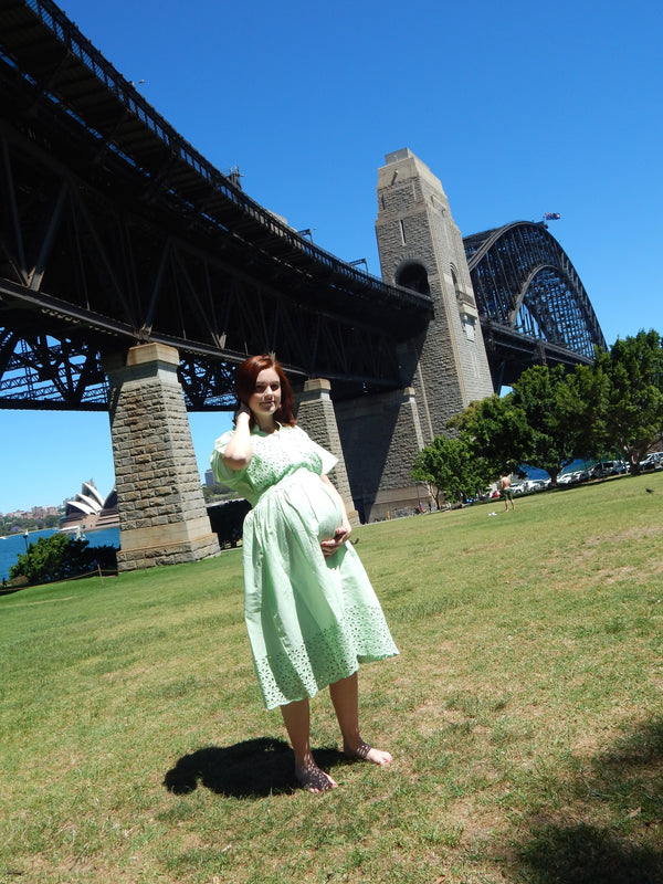 Mint Eyelet Maternity Maxi Dress