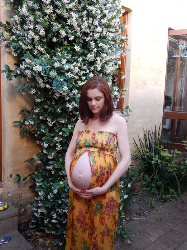 Yellow Chiffon Split Front Maternity Dress