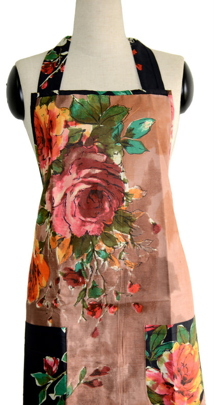 Brown Floral Full Apron