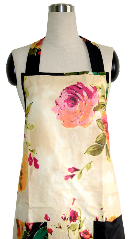 Cream Floral Full Apron