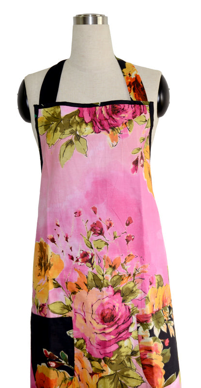 Pink Floral Full Apron