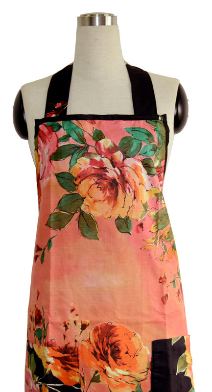 Peach Floral Full Apron