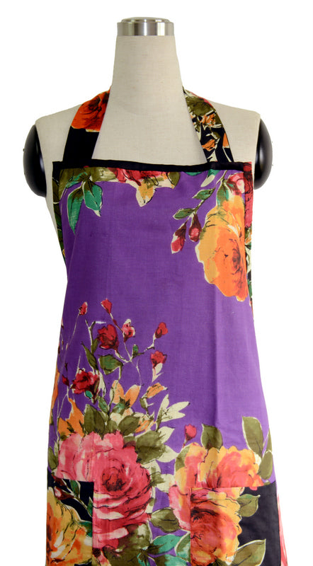 Purple Floral Full Apron