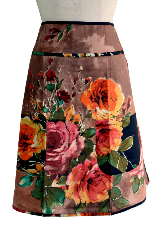 Brown Floral Half Apron
