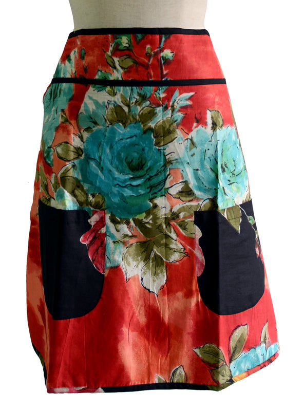 Red Floral Half Apron