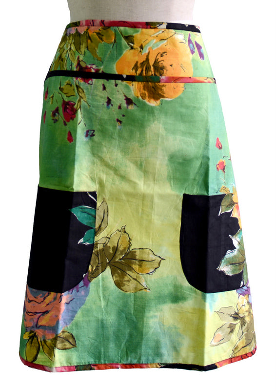 Green Floral Half Apron