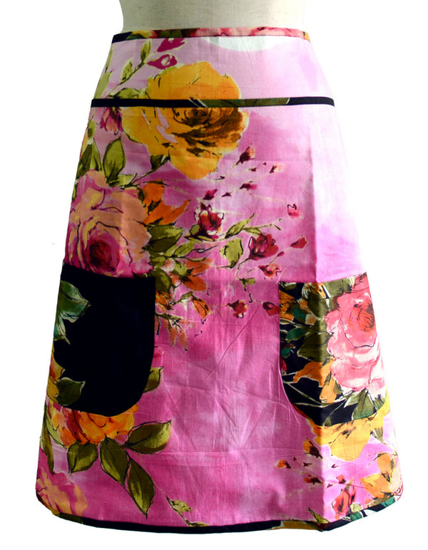 Pink Floral Half Apron