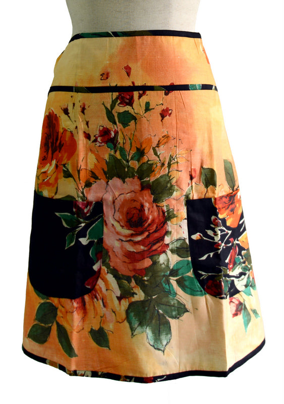 Light Peach Floral Half Apron