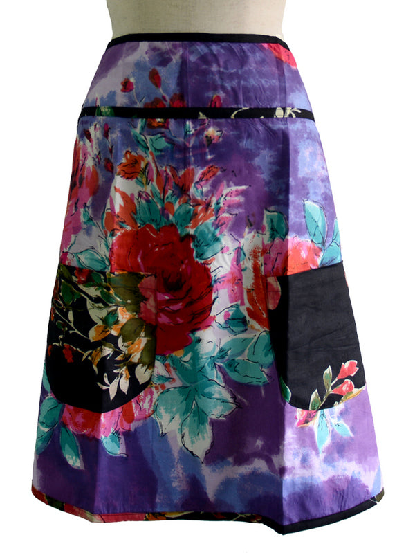 Purple Floral Half Apron