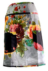 Gray Floral Half Apron