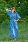 Dark Blue Mademoiselle Style Caftan in Damask Pattern