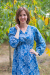 Dark Blue Shape Me Pretty Style Caftan in Damask Pattern