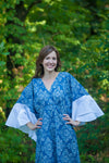 Dark Blue Ballerina Style Caftan in Damask