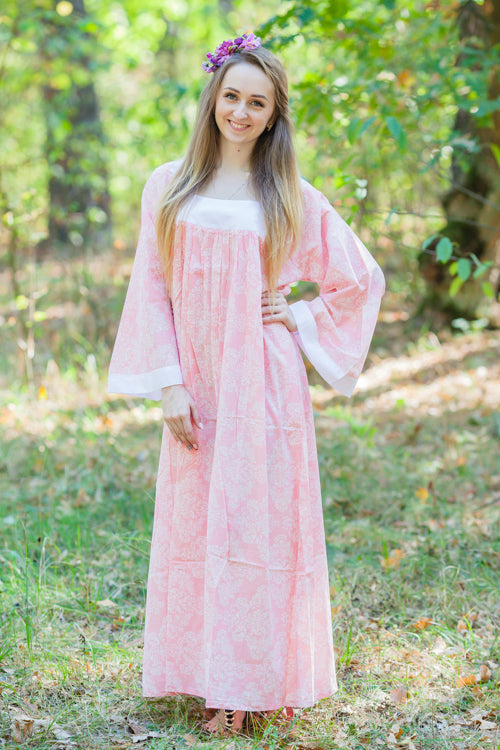 Pink Fire Maiden Style Caftan in Damask Pattern