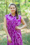 Purple Cool Summer Style Caftan in Damask Pattern