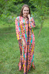 Coral Mandarin On My Mind Style Caftan in Diamond Aztec Pattern