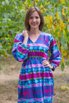 Dark Blue Shape Me Pretty Style Caftan in Diamond Aztec Pattern