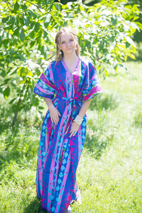 Dark Blue Best of both the worlds Style Caftan in Diamond Aztec Pattern