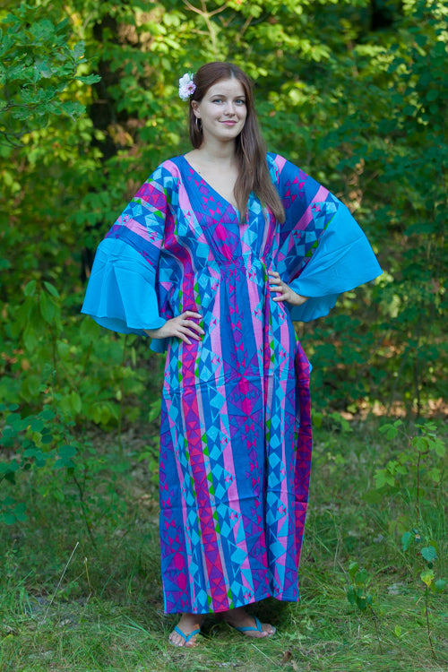 Dark Blue Ballerina Style Caftan in Diamond Aztec