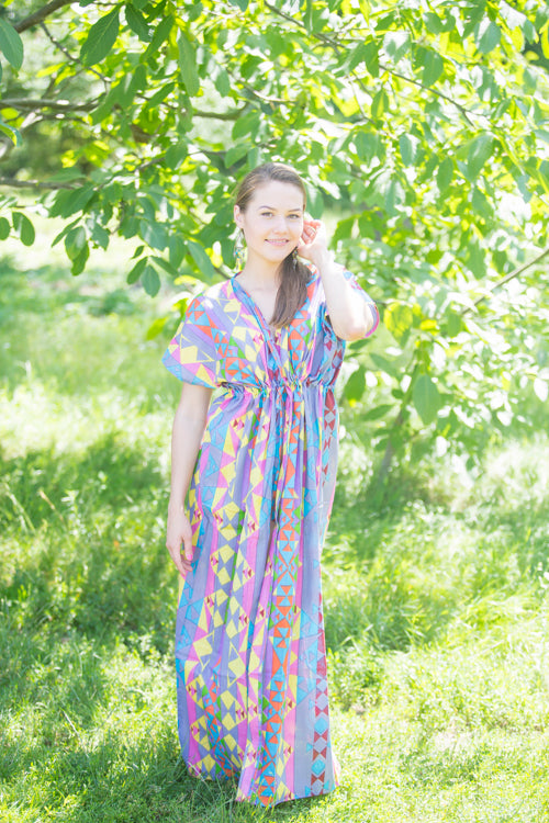 Gray Beach Days Style Caftan in Diamond Aztec