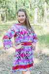 Light Blue Bella Tunic Style Caftan in Diamond Aztec Pattern