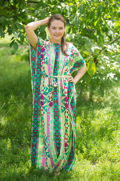 Light Yellow Divinely Simple Style Caftan in Diamond Aztec Pattern