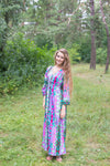 Lilac Button Me Down Style Caftan in Diamond Aztec Pattern