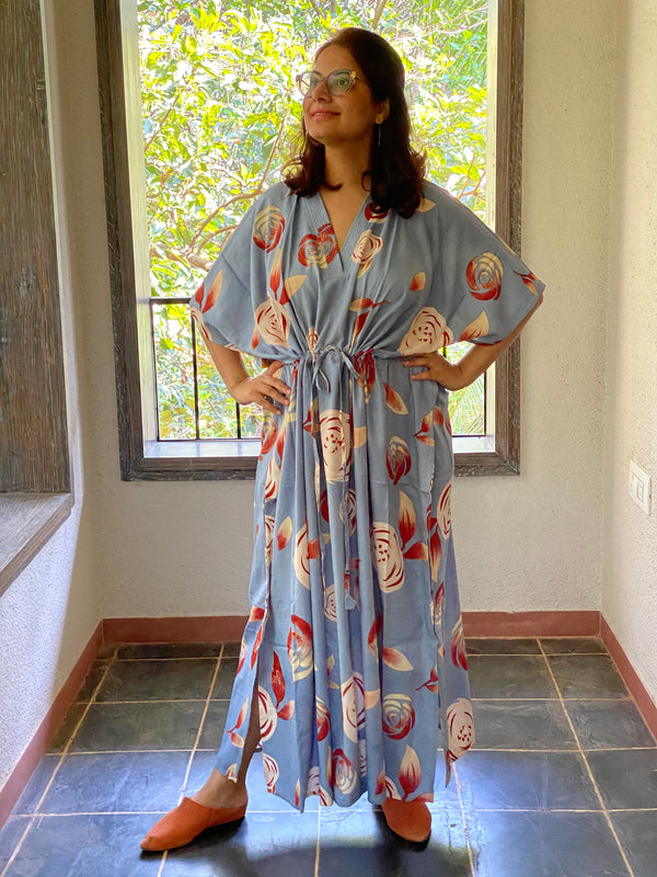 A rumor among fairies V-Neck, Cinched Waist Ankle Length Kaftan