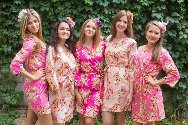 Shades of Pink Wedding Colors Bridesmaids Robes