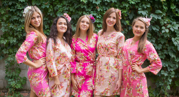 Shades of Pink Wedding Colors Bridesmaids Robes