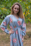 Gray Shape Me Pretty Style Caftan in Faded Flowers Pattern