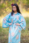 Light Blue Oriental Delight Style Caftan in Faded Flowers Pattern