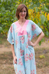 Light Blue Flowing River Style Caftan in Faded Flowers Pattern
