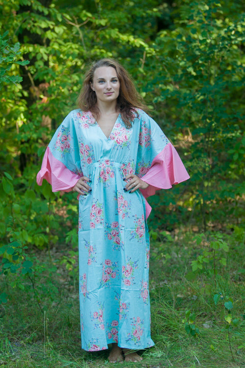 Mint Ballerina Style Caftan in Faded Flowers