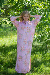 Pink Charming Collars Style Caftan in Faded Flowers Pattern