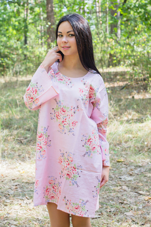 Pink Bella Tunic Style Caftan in Faded Flowers Pattern