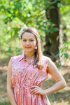 Rose Gold Cool Summer Style Caftan in Faded Flowers Pattern