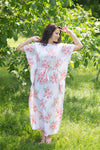 White Divinely Simple Style Caftan in Faded Flowers Pattern